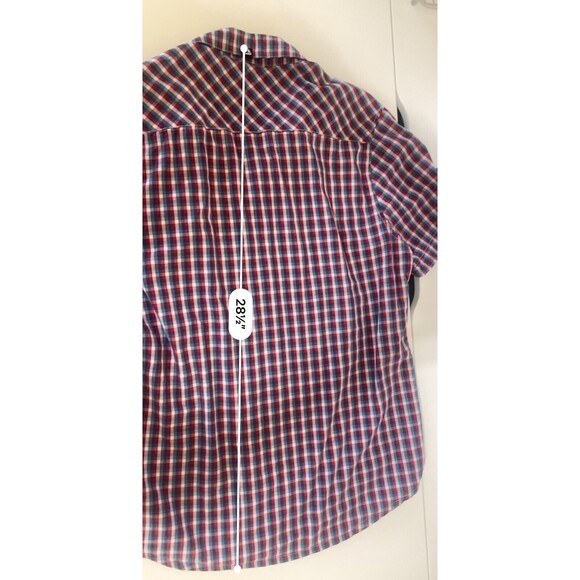 Lira Originals Button Up Dress Shirt Casual Red Blue Plaid Size: Large - Picture 8 of 10